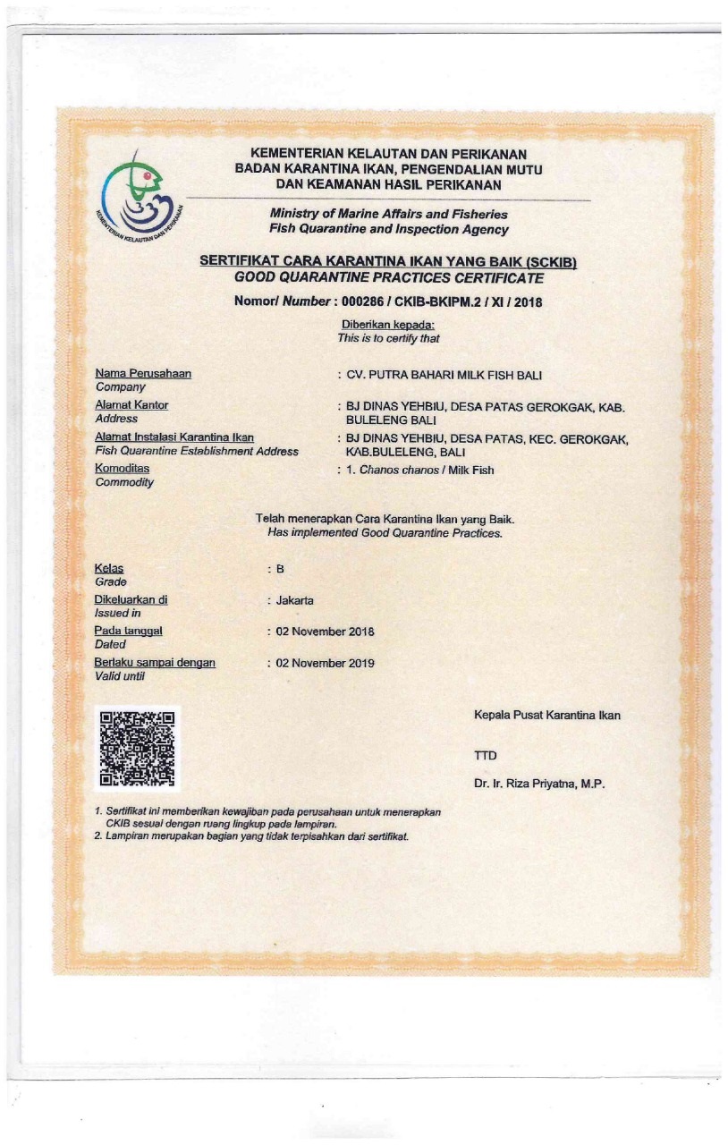 Good Quarantine Practices Certificate